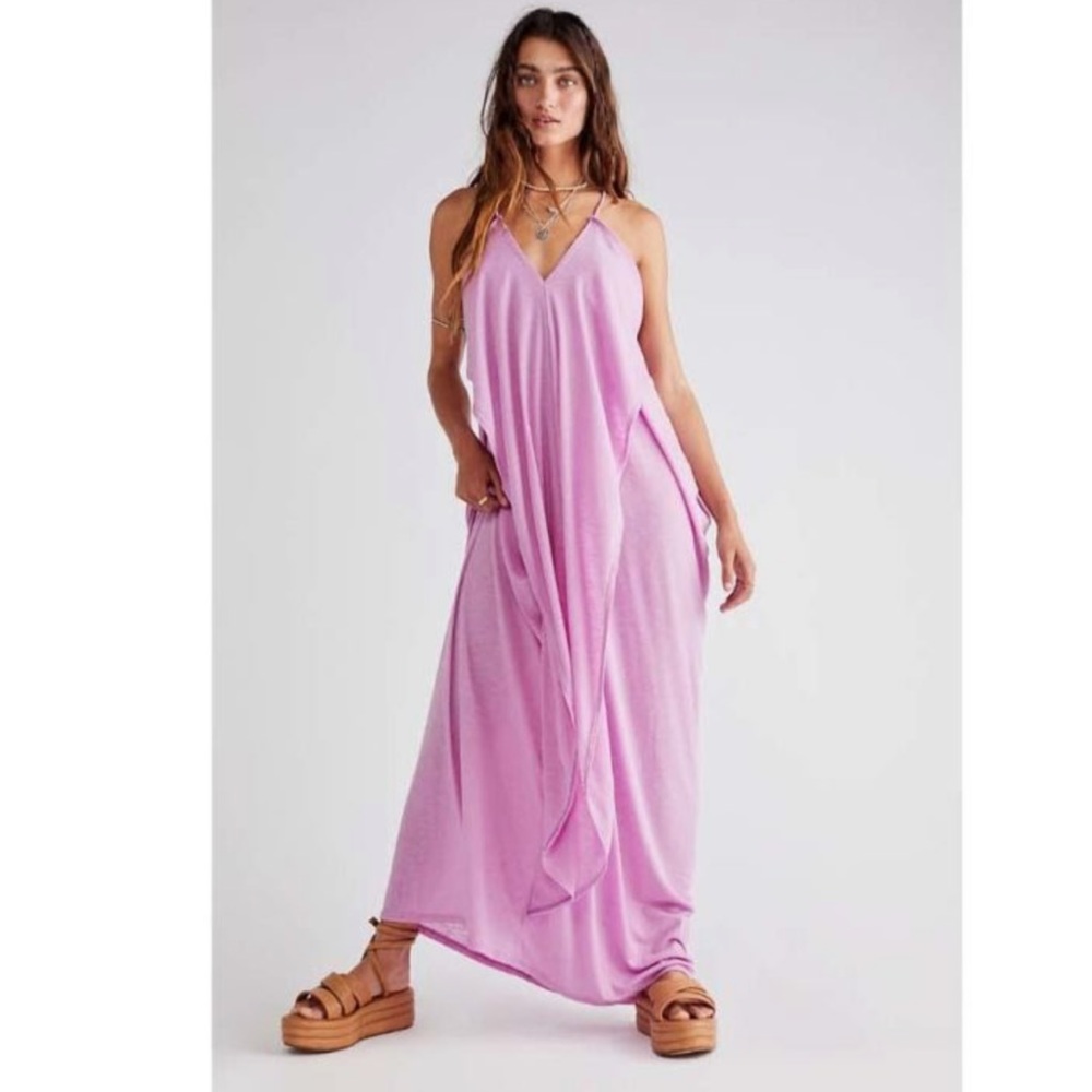 Free People FP Beach Positano Ribbed Draped Slouchy Maxi Dress